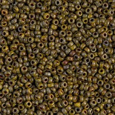 Miyuki rocailles Perlen 11/0 - Opaque dark yellow picasso 11-4519